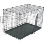 Cage pour chien de transport pliante en mtal 121 x 74 x 81 cm noir