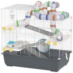 Cage pour hamster 4 niveaux avec tunnels et accessoires gris 78 x 45 x 73 cm