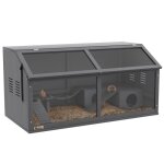 Cage hamster bois 100cm maison rongeurs avec pont suspendu&chelles&toit ouvrant&cabane gris fonc - ...