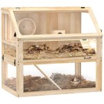 Cage hamster en bois - cage rongeur - pawhut - 3 niveaux avec fond amovible cabane balan�oire - 80x50x76cm ...