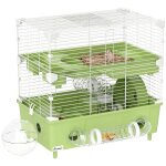 Cage pour hamster - pawhut -  2 niveaux - avec roue de course systme de tuyaux - pour hamster nain ...