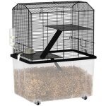 Cage hamster - pawhut - 3 �tages - avec roulettes plate - forme et �chelle - en fil dacier - 57 x 43 ...