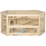 Cage � hamster - pawhut - 3 niveaux - bascules fen�tres bouteille deau cabanes toit articul� - 115x60x55 ...