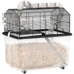 Cage pour hamster - pawhut - avec rampe gamelle bouteille deau systme de tuyaux - 58 x 43 x 57 cm - ...