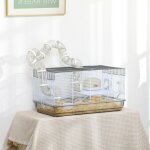 Cage hamster cage rongeur avec tunnel et accessoires inclus fil dacier 58 x 32 x 31 cm gris