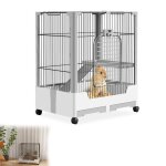 Cage  lapins 2 niveaux gris pour petit animal (cobaye / lapin / rongeur) - 73 x 50 x 68 cm