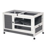 Cage à lapin - pawhut - clapier sur roulettes - avec plateau coulissant - porte verrouillable - dessus ... Cage à lapin - pawhut - clapier sur roulettes - avec plateau coulissant - porte verrouillable - dessus ...