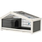 Cage  lapin - pawhut - plateau djection - porte et toit ouvrant verrouillables abreuvoir - acier noir ...
