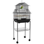 Cage  oiseaux - pawhut - design maison - mangeoires perchoirs 3 portes plateau excrment amovible - ...