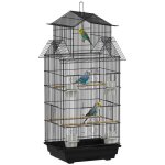 Cage  oiseaux - pawhut - design maison - mangeoires perchoirs portes plateau excrment amovible poigne ...