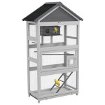 Cage à oiseaux - pawhut - toit asphalte imperméable - pour perruche calopsitte conure canaris - en bois ... Cage à oiseaux - pawhut - toit asphalte imperméable - pour perruche calopsitte conure canaris - en bois ...