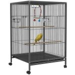 Cage oiseau sur pied - pawhut - sur roulettes - avec balançoire perchoirs portes bols et plateau coulissant ... Cage oiseau sur pied - pawhut - sur roulettes - avec balançoire perchoirs portes bols et plateau coulissant ...