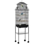 Cage � oiseaux sur pied - pawhut - sur roulettes - avec balan�oire support - design maison - 505 x 41 ...