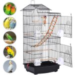 Cage oiseaux voliere avec poignée portable - 3 perchoirs en bois 4 mangeoirs en plastique 1 balançoire ... Cage oiseaux voliere avec poignée portable - 3 perchoirs en bois 4 mangeoirs en plastique 1 balançoire ...