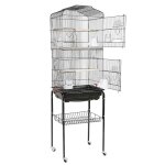 Cage oiseaux volière portable avec 4 roulettes en métal - errolves - noir - 46 * 35. 3 * 150. 6 cm Cage oiseaux volière portable avec 4 roulettes en métal - errolves - noir - 46 * 35. 3 * 150. 6 cm