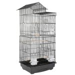 Cage oiseaux volire portable avec conception du type de toit en mtal - errolves - noir - 46 * 35. 5 ...