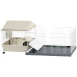 Cage pour petits animaux - pawhut - avec parc amovible tapis imperm�able mangeoire � foin - pour cochon ...
