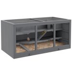 Cage rongeurs 3 tages gris 115x57x55cm - hamster nain souris clapier bois avec escalier villa petit ...