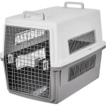 Cage de transport pour chien avec porte verrouillable blanc / gris panier bo�te pour voyage transport ...
