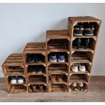 Caisse bois - pyxidas - caisses � chaussures avec 18 courte �tag�res - lot de 4 - tout effet br�l�