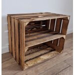 Caisse bois - pyxidas - �tag�re longues - 50x40x30 cm - lot de 1 - effet br�l�