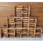 Caisse bois - pyxidas - forme de croix - 50x40x15 cm - lot de 6 - effet br�l�