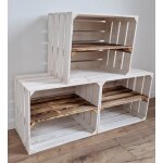 Caisse bois - pyxidas - longue �tag�re - 50x40x30 cm - lot de 3 - blanc br�l�