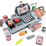Caisse enregistreuse enfants cuisine caisse enregistreuse jouet avec calculatrice scanner nourriture ...
