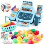 Caisse enregistreuse jouet - ensemble de caisse bleue - 46pcs - multicolore - 3 ans +
