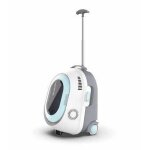 Caisse transport pour chats - mpets - trolley - bleue & blanc
