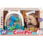 Caisse de transport et peluche chien - beige - petit - multicolore - accessoires inclus