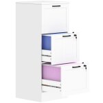 Caisson bureau - homcom - 3 tiroirs et serrures - barres de suspension r�glables pour documents - mdf ...