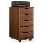 Caisson de bureau lagos l 35 cm en bois massif meuble de rangement sur roulettes avec 5 tiroirs coloris ...