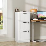 Caisson bureau meuble rangement bois 3 tiroirs et serrure barres de suspension r�glables 40 x 40 x 101 ...