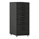 Caisson de bureau - helloshop26 - 5 tiroirs - noir - mtal -  roulettes