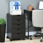 Caisson bureau mobile meuble rangement bureau sur roulettes 5 tiroirs 40 x 40 x 67 cm noir