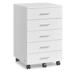 Caisson de bureau � roulettes - helloshop26 - 5 tiroirs - blanc - 40 x 42 x 657 cm - mobilit� facile
