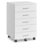 Caisson de bureau à roulettes - vasagle - 5 tiroirs - blanc nuage - montage simplifié Caisson de bureau à roulettes - vasagle - 5 tiroirs - blanc nuage - montage simplifié