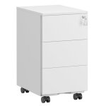 Caisson de bureau - songmics - 3 tiroirs - mtal blanc mat - verrouillable - prmont