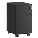 Caisson de bureau - songmics - m�tallique - 3 tiroirs - verrouillable - noir mat - 40x30x54 cm
