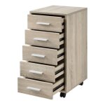 Caisson a roulettes mobile avec 5 tiroirs en mdf 63 cm beige