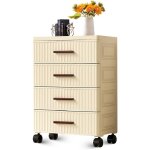 Caisson � roulettes en plastique � 4 tiroirs armoire organiseur de bureau pour chambre salle de bain ...