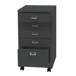 Caisson a tiroirs meuble de bureau 75 x 40 x 41 cm 5 tiroirs en metal gris fonce 04 0008270