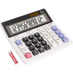 Calculatrice de bureau basique avec grand �cran lcd 12 chiffres blanc pour comptabilit� financi�re et ...
