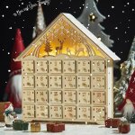 Calendrier de lavent en bois avec lumires led maison avec 24 tiroirs de rangement calendrier de lavent ...