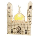 Calendrier de compte � rebours - okumggyj - ramadan - ornement en bois - lumi�res led - 40x30x6cm