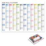 Calendrier de bureau 2026 - calendrier familial - agenda annuel - fixable au mur - 74 x 525 cm - agenda ...