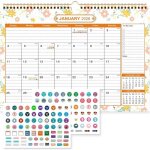 Calendrier familial de janvier 2026  juin 2027 a4 calendar mural muraux mensuel de bureau agenda planning ...