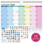 Calendrier familial de janvier 2026  juin 2027 a4 calendar mural muraux mensuel de bureau agenda planning ...