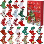 Calendrier de lavent chaussettes no�l 24 paires ? coffret surprise mixte enfant gar�on fille & adulte ...